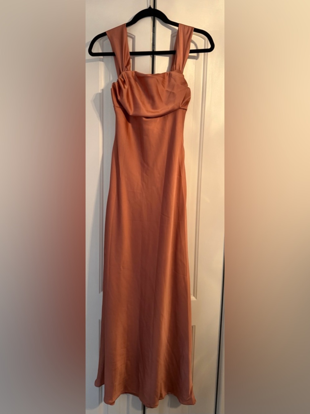Satin Slip Maxi Dress in Rust Copper